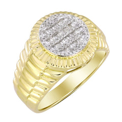 MEN'S RING 0.33CT ROUND/BAGUETTE DIAMOND 10K YELLOW GOLD