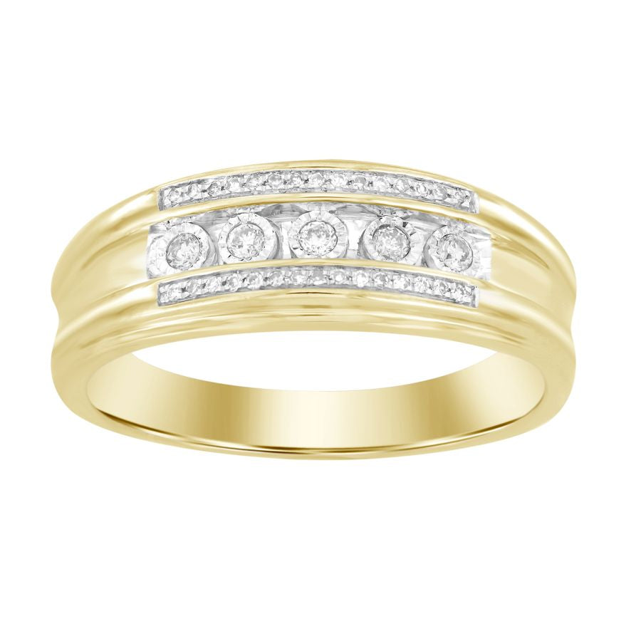 MEN'S BAND 0.15CT ROUND DIAMOND 10K YELLOW GOLD