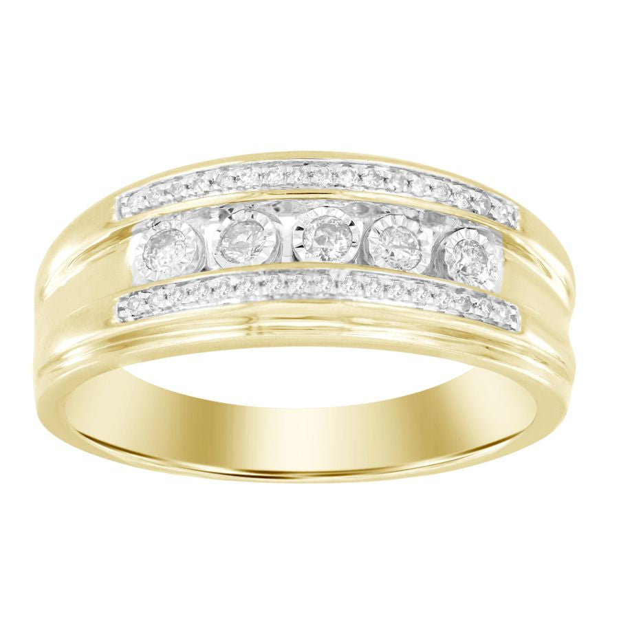 MEN'S BAND 0.25CT ROUND DIAMOND 10K YELLOW GOLD