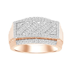 MEN'S BAND 1.00CT ROUND/BAGUETTE DIAMOND 10K ROSE GOLD