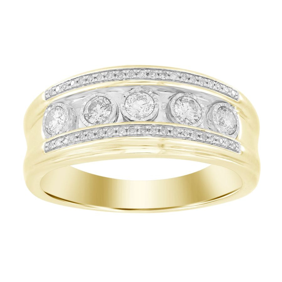 MEN'S BAND 0.50CT ROUND DIAMOND 10K YELLOW GOLD