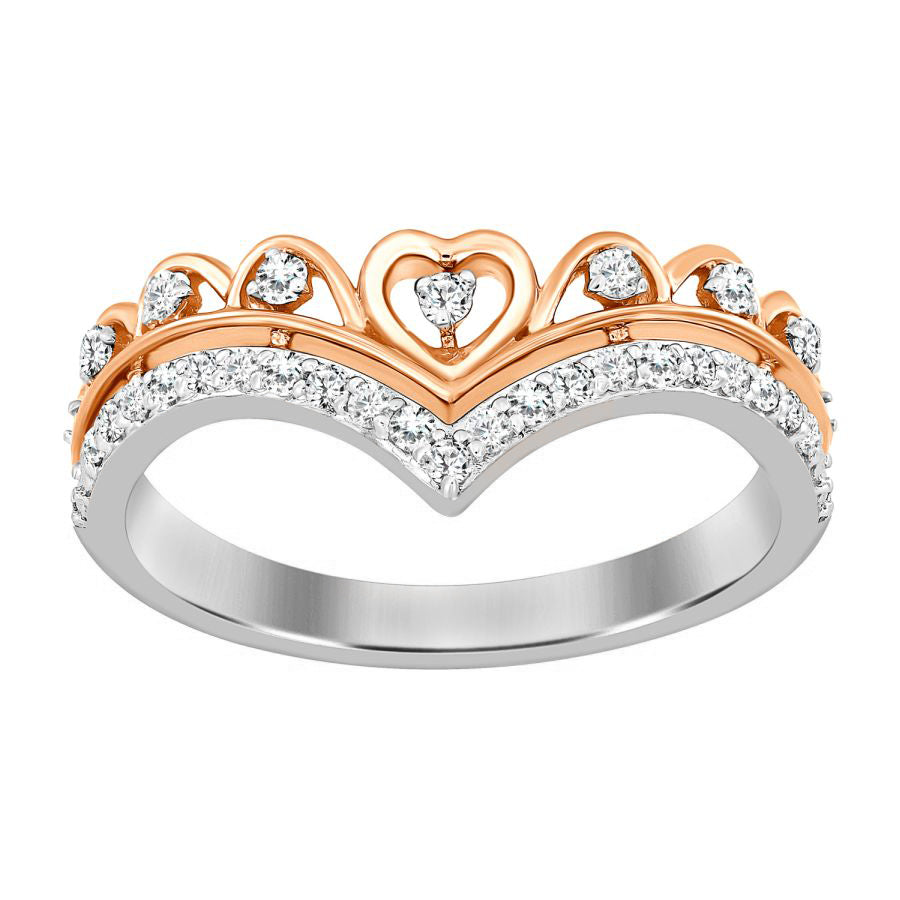 LADIES RING 0.20CT ROUND DIAMOND 10K WHITE/ROSE GOLD