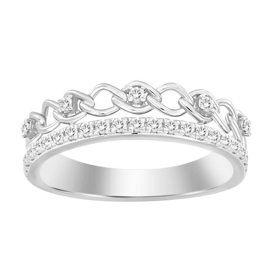 LADIES RING 0.20CT ROUND DIAMOND 10K WHITE GOLD