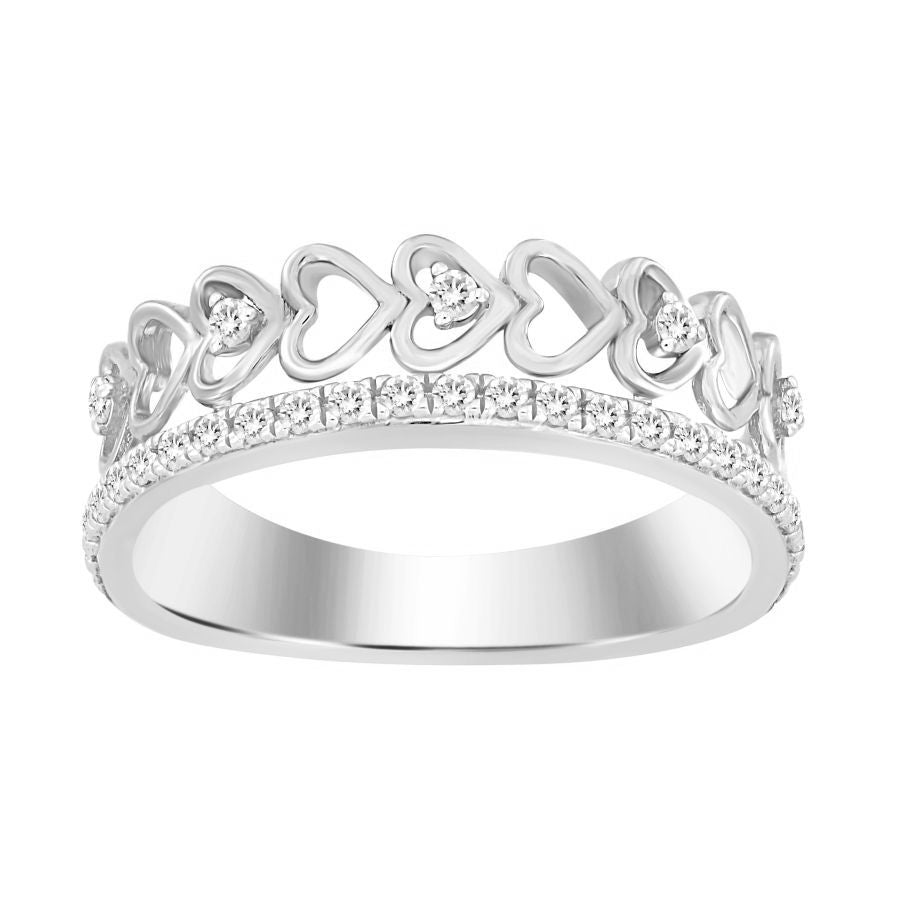 LADIES RING 0.20CT ROUND DIAMOND 10K WHITE GOLD