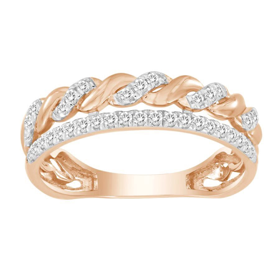 LADIES BAND 0.20CT ROUND DIAMOND 10K ROSE GOLD