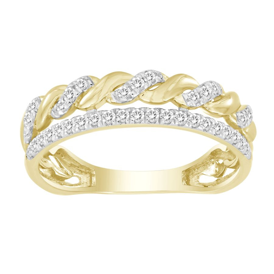 LADIES BAND 0.20CT ROUND DIAMOND 10K YELLOW GOLD