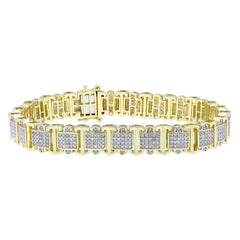 MEN'S BRACELET 3.00CT ROUND DIAMOND 10K YELLOW GOLD