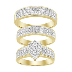 LADIES TRIOS SET 2.00CT ROUND DIAMOND 14K YELLOW GOLD