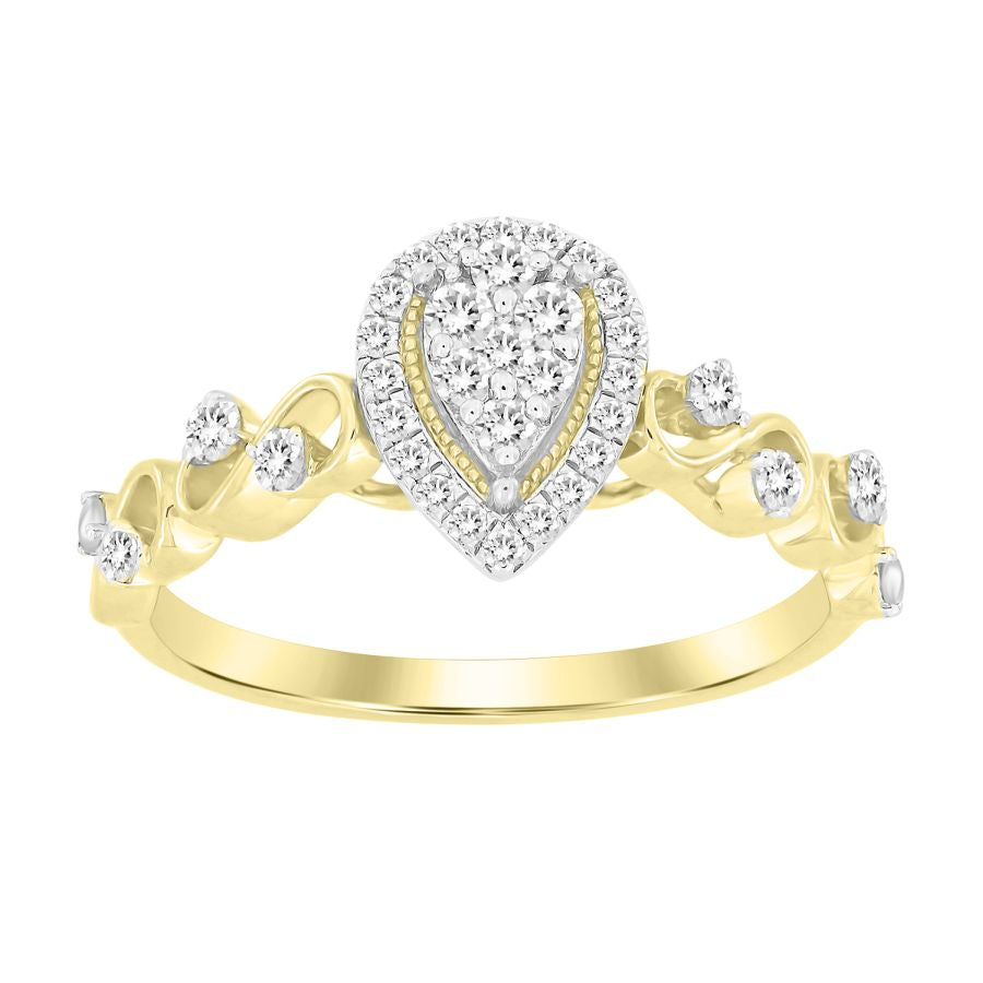 LADIES RING 0.25CT ROUND DIAMOND 10K YELLOW GOLD