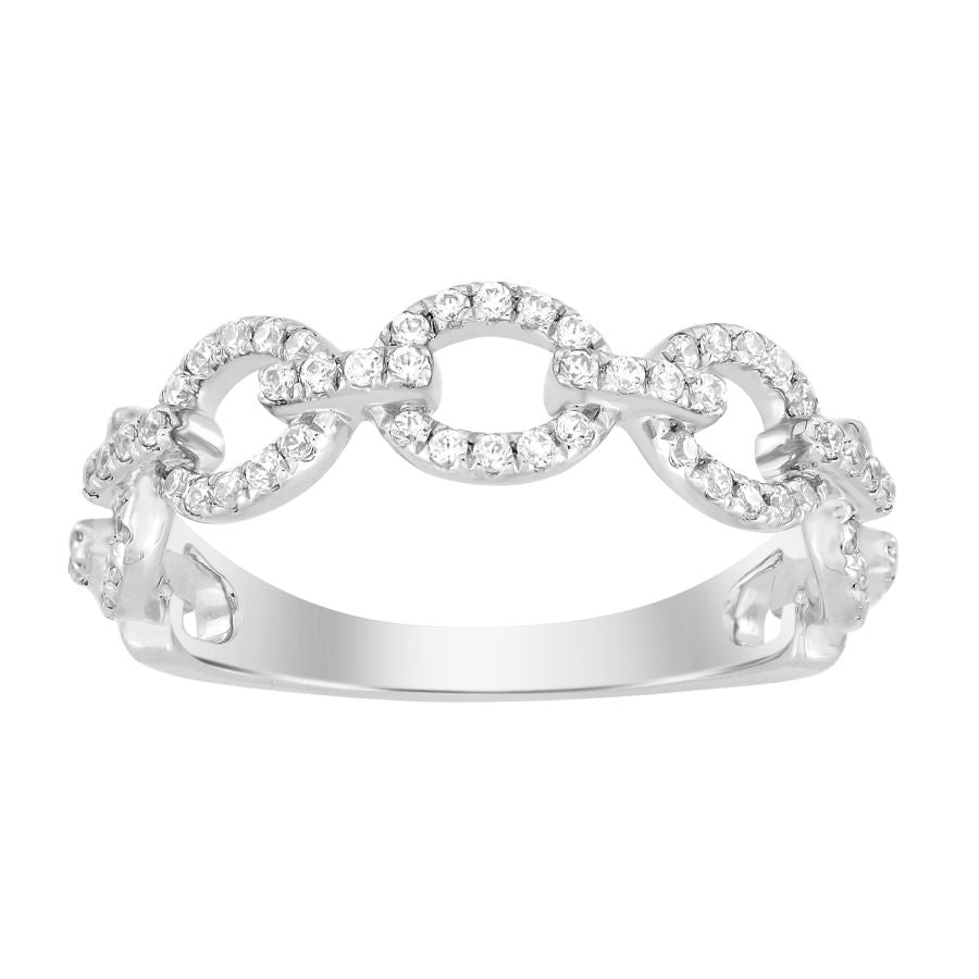 LADIES BAND 0.33CT ROUND DIAMOND 10K WHITE GOLD