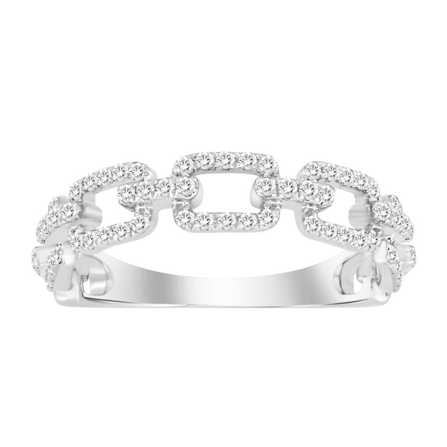 LADIES BAND 0.33CT ROUND DIAMOND 10K WHITE GOLD