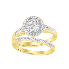 LADIES BRIDAL SET 0.50CT ROUND DIAMOND 10K YELLOW GOLD