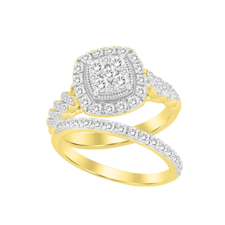 LADIES BRIDAL SET 1.00CT ROUND DIAMOND 14K YELLOW GOLD