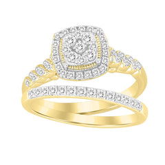 LADIES BRIDAL SET 0.50CT ROUND DIAMOND 10K YELLOW GOLD