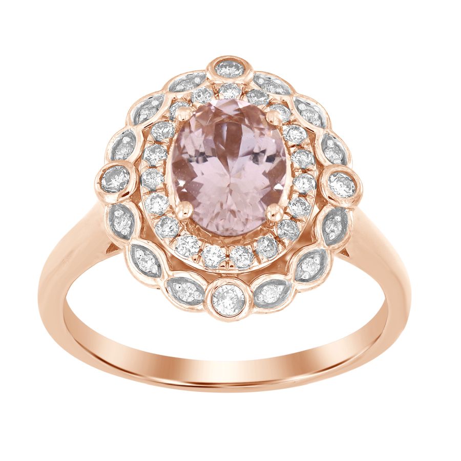 LADIES RING 1.45CT ROUND/OVAL  DIAMOND 10K ROSE GOLD