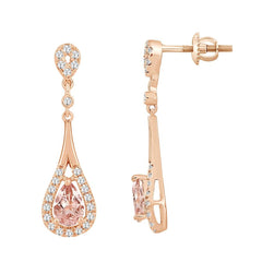 LADIES EARRINGS 1.00CT ROUND DIAMOND 10K ROSE GOLD