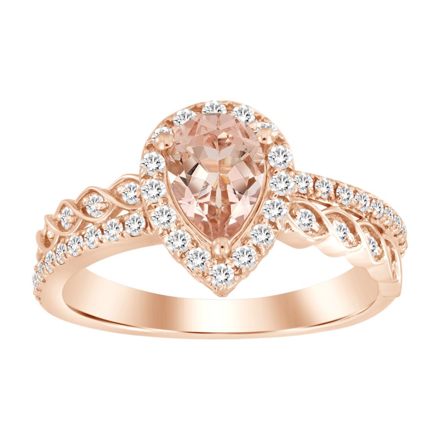 LADIES RING 1.00CT ROUND/PEAR DIAMOND 10K ROSE GOLD