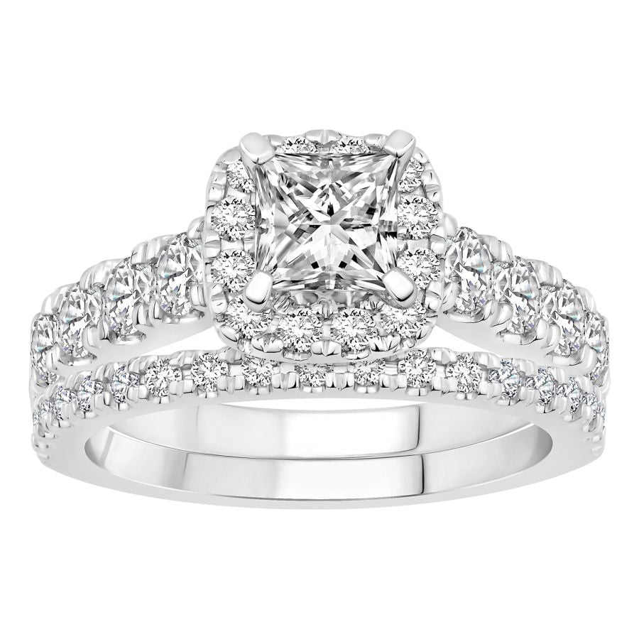 LADIES BRIDAL SET 2.30CT ROUND DIAMOND 14K WHITE GOLD