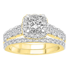 BRIDAL SET 2.30CT ROUND DIAMOND 14K YELLOW GOLD