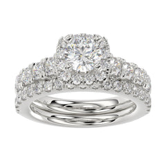 LADIES BRIDAL SET 2.30CT ROUND DIAMOND 14K WHITE GOLD