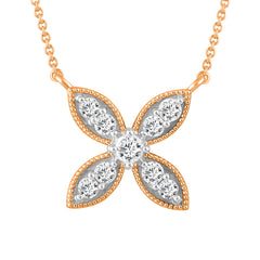 LADIES NECKLACE 0.25CT ROUND DIAMOND 10K ROSE GOLD