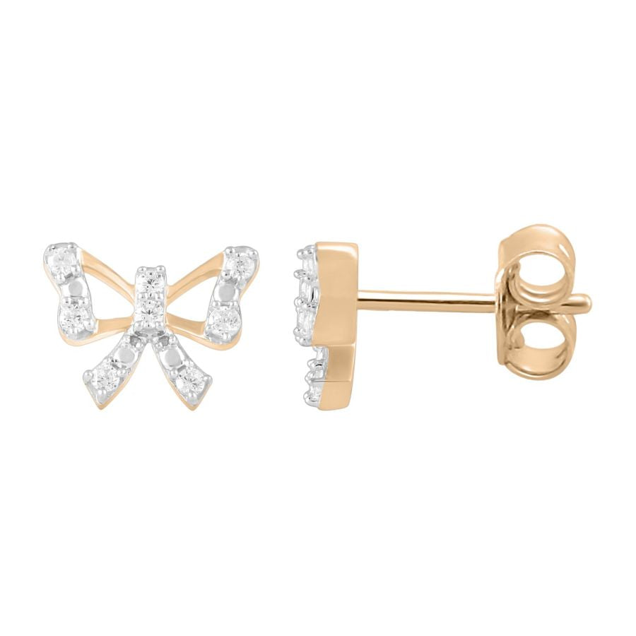 LADIES EARRINGS 0.15CT ROUND DIAMOND 10K ROSE GOLD