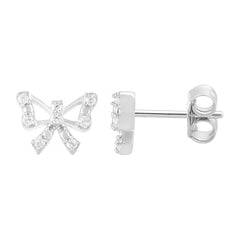 LADIES EARRINGS 0.15CT ROUND DIAMOND 10K WHITE GOLD