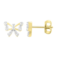 LADIES EARRINGS 0.15CT ROUND DIAMOND 10K YELLOW GOLD