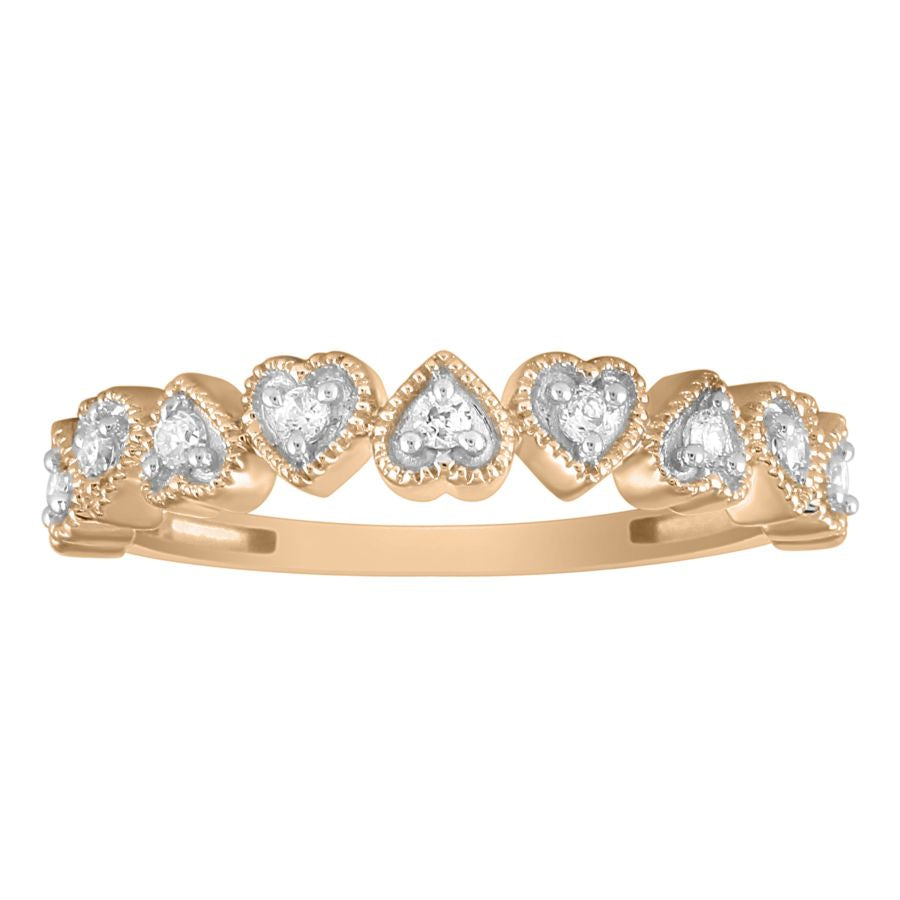 LADIES BAND 0.15CT ROUND DIAMOND 10K ROSE GOLD