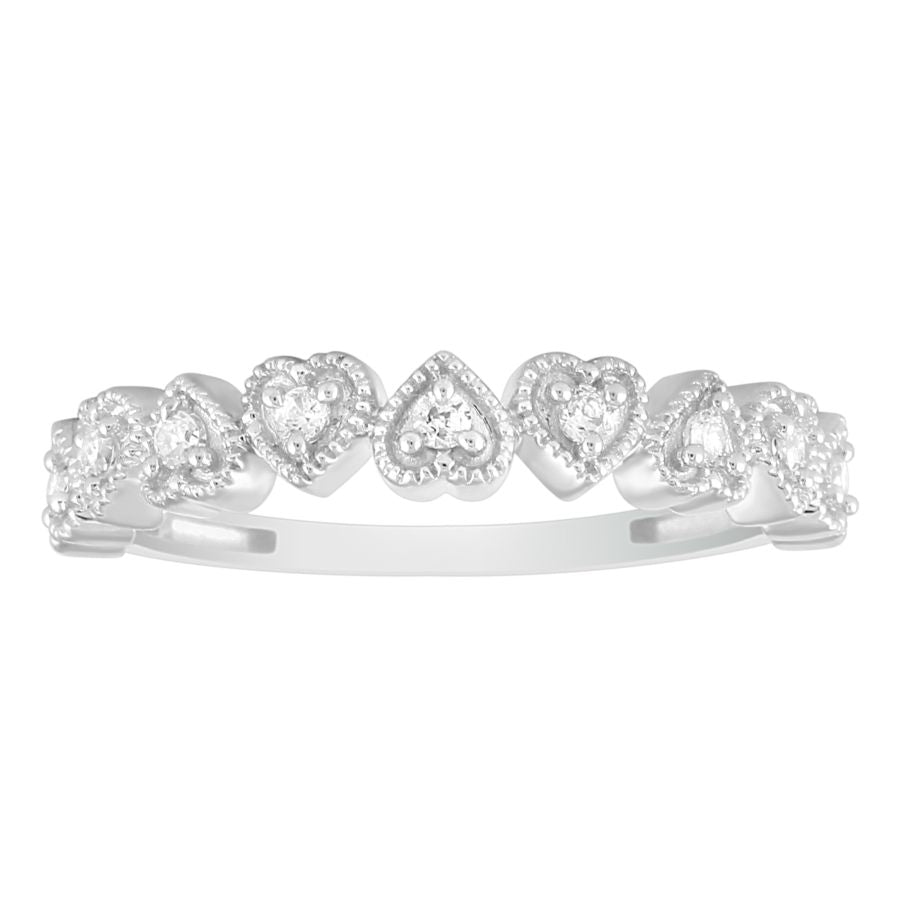 LADIES BAND 0.15CT ROUND DIAMOND 10K WHITE GOLD