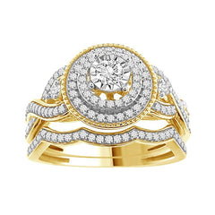 LADIES BRIDAL SET 0.50CT ROUND DIAMOND 10K YELLOW GOLD