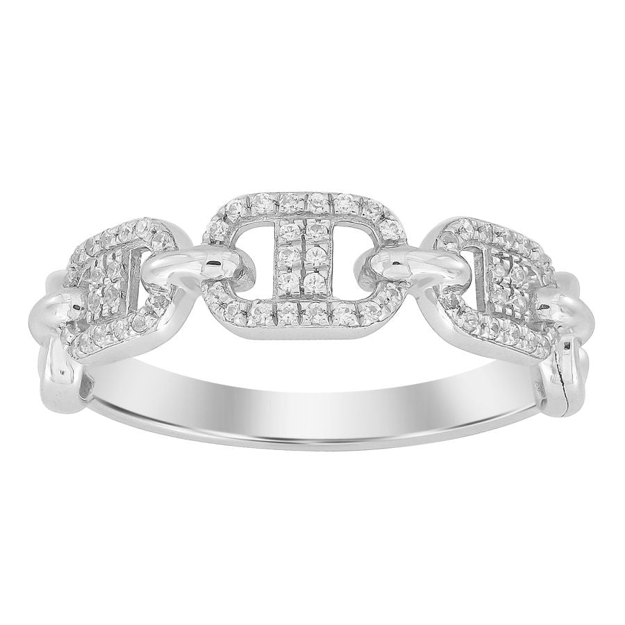 LADIES BAND 0.16CT ROUND DIAMOND 10K WHITE GOLD