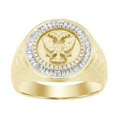 MEN'S RING 0.50CT ROUND/BAGUETTE DIAMOND 10K YELLOW GOLD