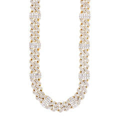 MEN'S NECKLACE 38.75CT ROUND/BAGUETTE DIAMOND 10K YELLOW GOLD