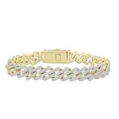 MEN'S BRACELET 3.50CT ROUND DIAMOND 10K YELLOW GOLD