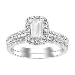 LADIES BRIDAL SET 1.25CT ROUND DIAMOND 14K WHITE GOLD