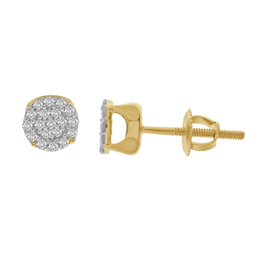 LADIES EARRINGS 0.15CT ROUND DIAMOND 14K YELLOW GOLD