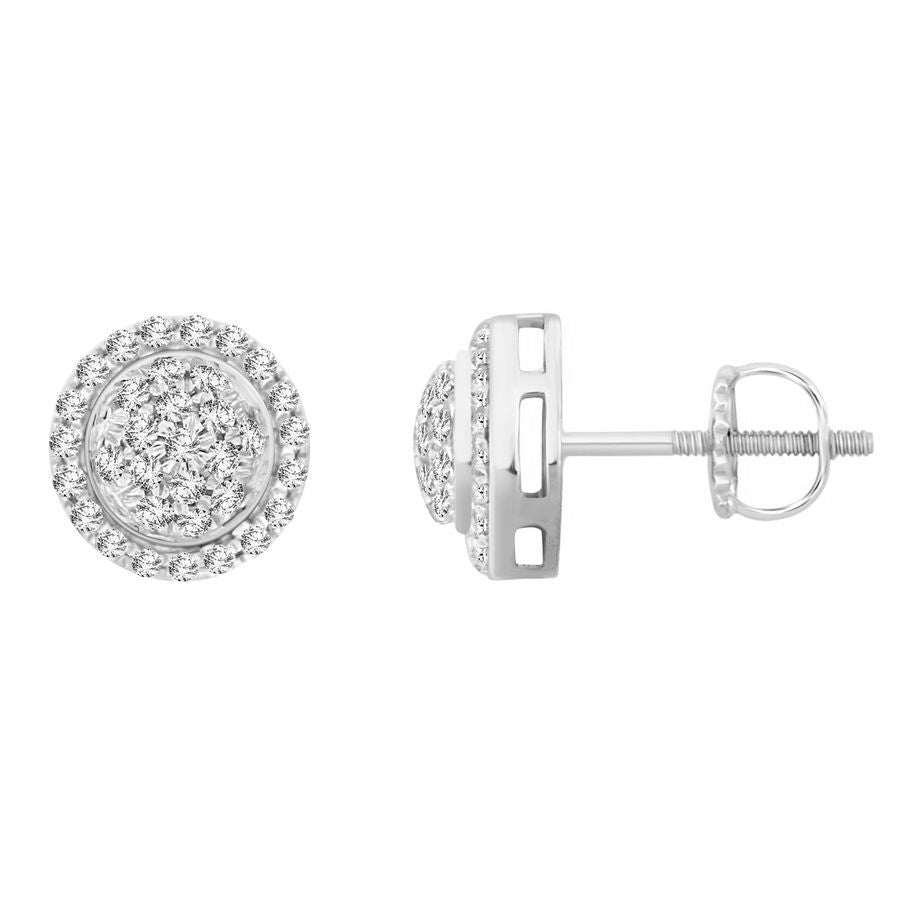 LADIES EARRINGS 0.15CT ROUND DIAMOND 14K WHITE GOLD