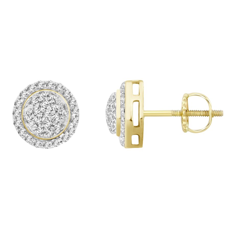 LADIES EARRINGS 0.15CT ROUND DIAMOND 14K YELLOW GOLD