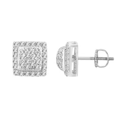 LADIES EARRINGS 0.15CT ROUND DIAMOND 14K WHITE GOLD