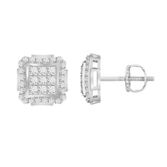 LADIES EARRINGS 0.15CT ROUND DIAMOND 14K WHITE GOLD