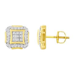 LADIES EARRINGS 0.15CT ROUND DIAMOND 14K YELLOW GOLD