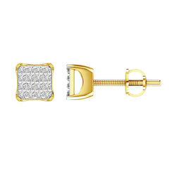 LADIES EARRINGS 0.15CT ROUND DIAMOND 14K YELLOW GOLD