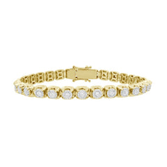 MEN'S BRACELET 1.25CT ROUND DIAMOND 10K YELLOW GOLD