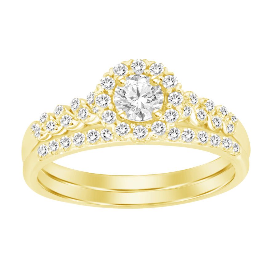 LADIES BRIDAL SET 0.50CT ROUND DIAMOND 18K YELLOW GOLD