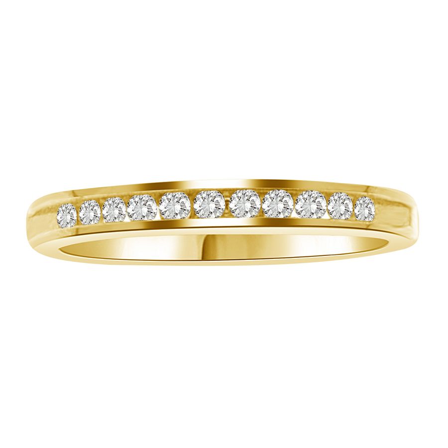 LADIES BAND 0.15CT ROUND DIAMOND 18K YELLOW GOLD