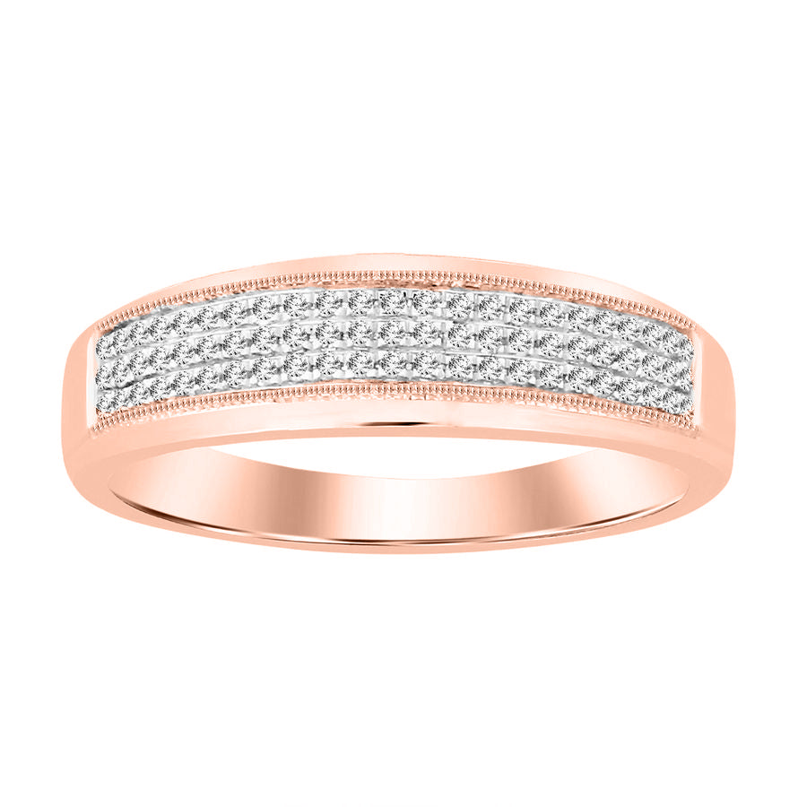 MEN'S BAND 0.20CT ROUND DIAMOND 14K ROSE GOLD