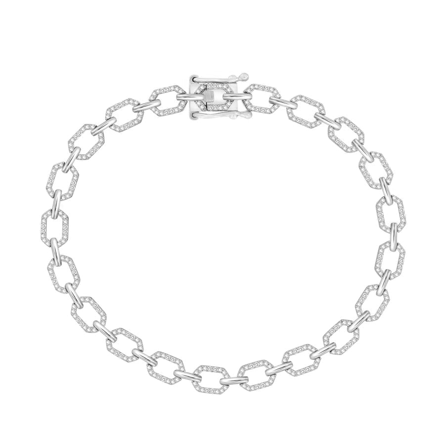 LADIES BRACELET 0.15CT ROUND DIAMOND 10K WHITE GOLD