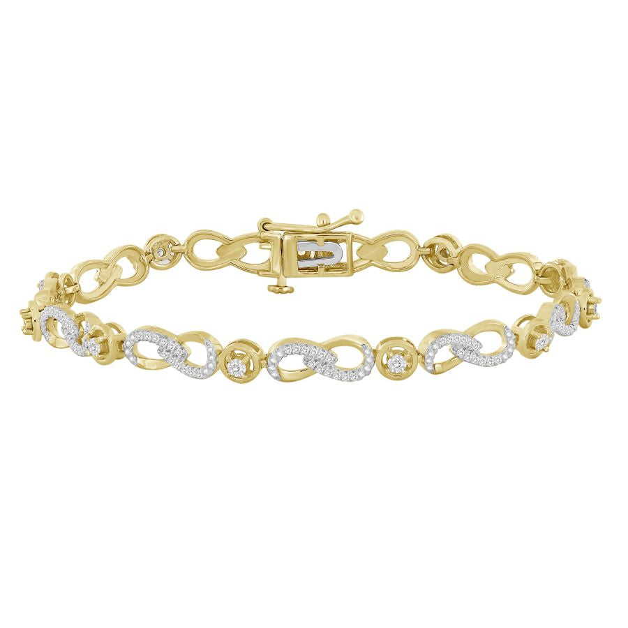 LADIES BRACELET 0.50CT ROUND DIAMOND 10K YELLOW GOLD