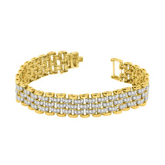 MEN'S BRACELET 7.00CT ROUND DIAMOND 10K YELLOW GOLD